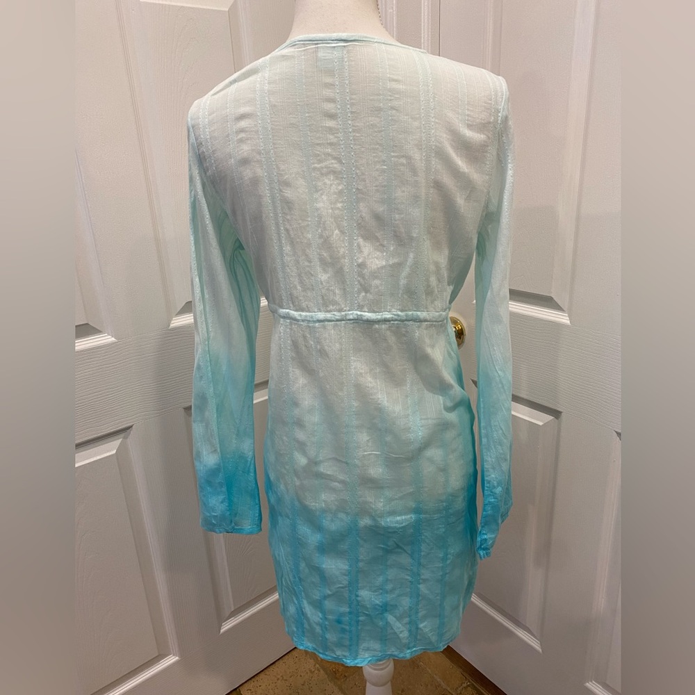 Debbie Katz pacific Beach turquoise ombré swim suit cover up size M - Picture 2 of 10